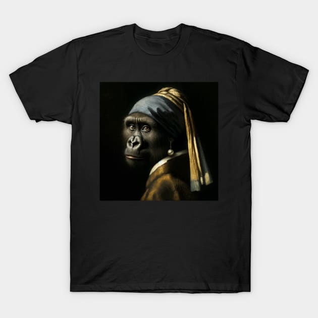 Wildlife Conservation - Pearl Earring Gorilla Meme T-Shirt by Edd Paint Something